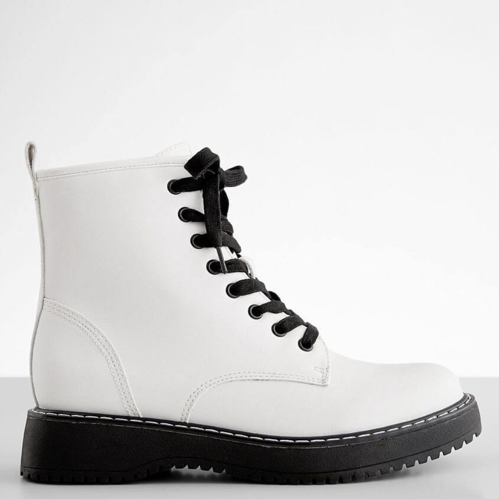 Womens Madden Kurrt White Vegan Combat Style Boots Size 6